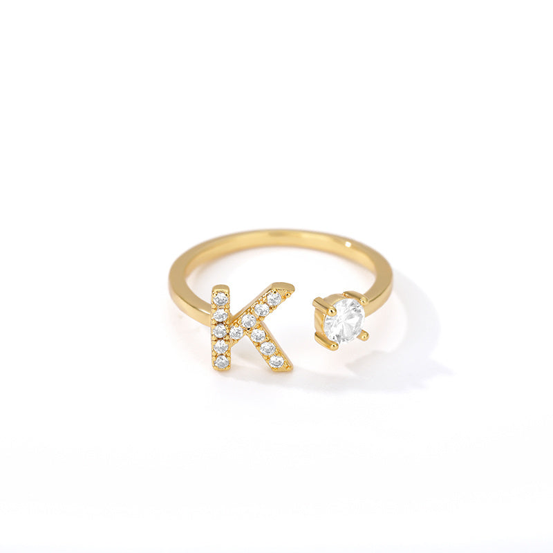 Bague Initiale A à Z en Zircon