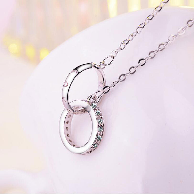 Collier Femme Double Anneaux Zircon - StyleNova Paris