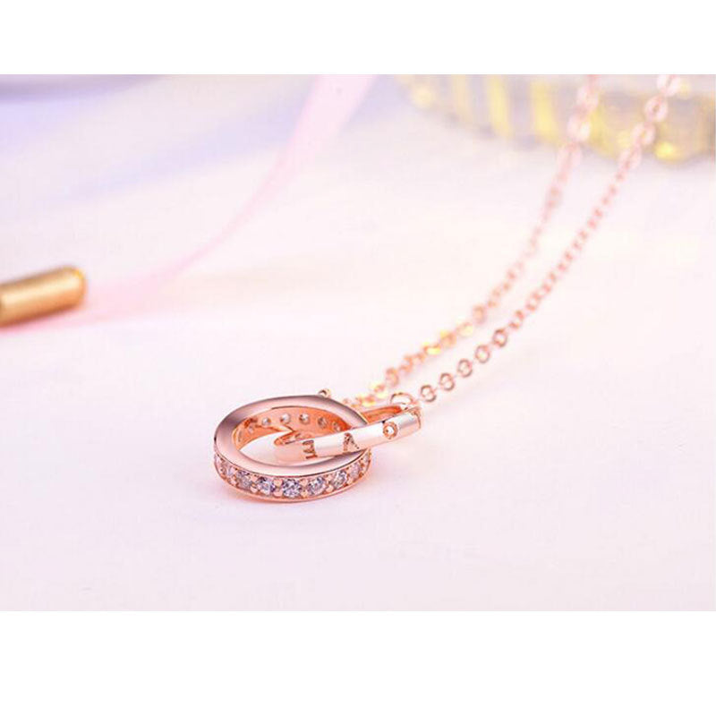 Collier Femme Double Anneaux Zircon - StyleNova Paris