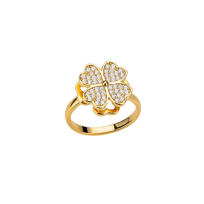 Anneaux de fleurs rotatifs avec strass - Ma boutique