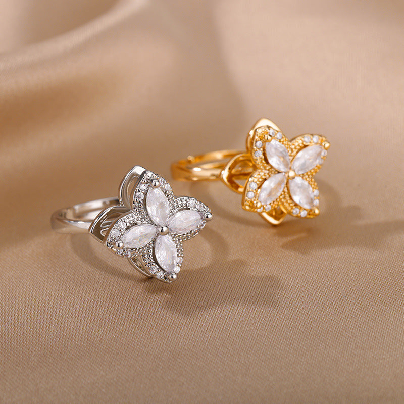 Anneaux de fleurs rotatifs avec strass - Ma boutique