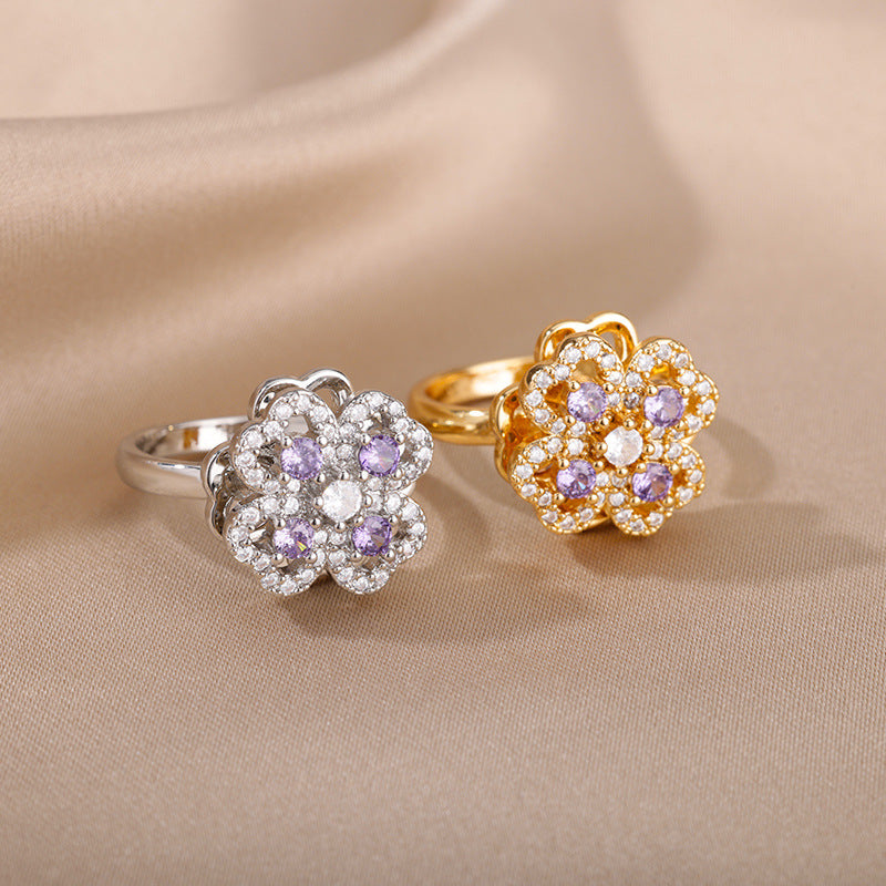 Anneaux de fleurs rotatifs avec strass - Ma boutique