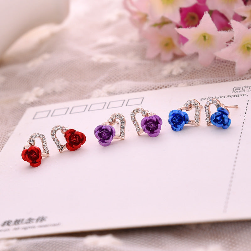 Boucles d’Oreilles Cœur & Rose - StyleNova Paris