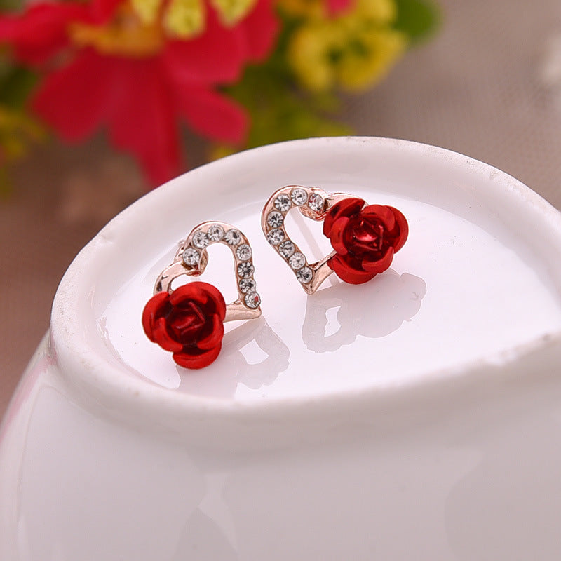 Boucles d’Oreilles Cœur & Rose - StyleNova Paris