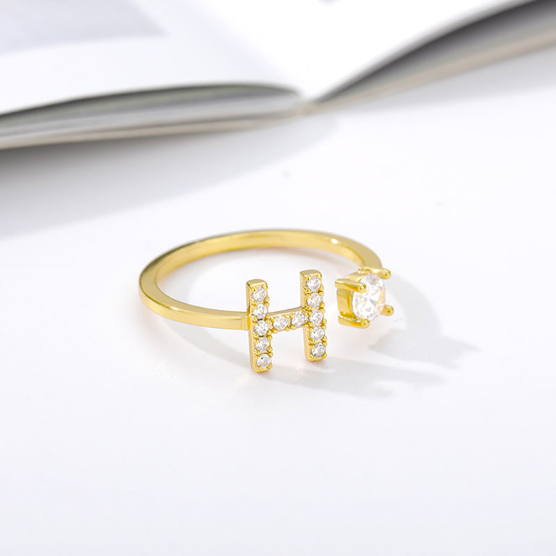 Bague Initiale A à Z en Zircon