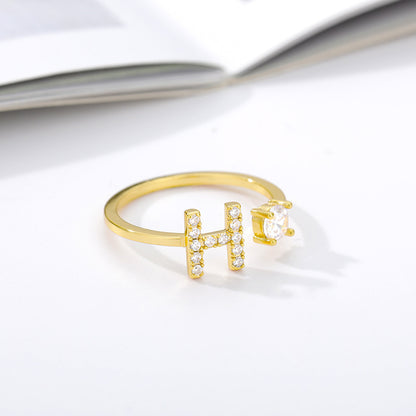 Bague Initiale A à Z en Zircon
