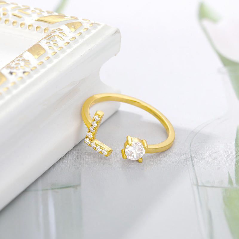 Bague Initiale A à Z en Zircon