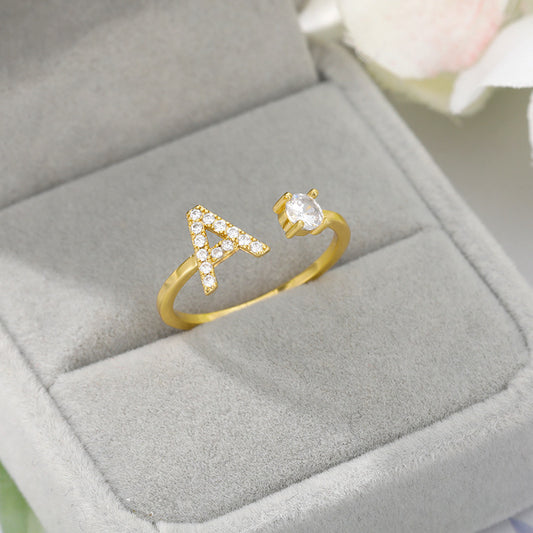 Bague Initiale A à Z en Zircon