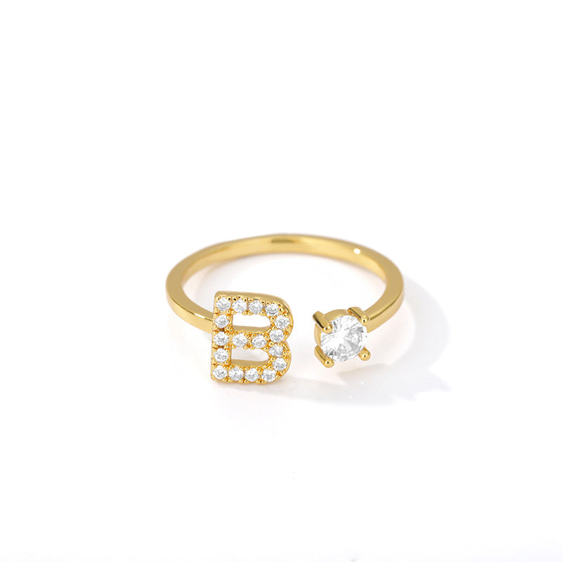 Bague Initiale A à Z en Zircon