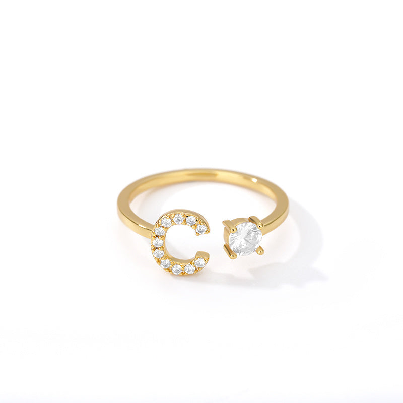 Bague Initiale A à Z en Zircon
