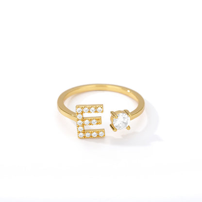 Bague Initiale A à Z en Zircon