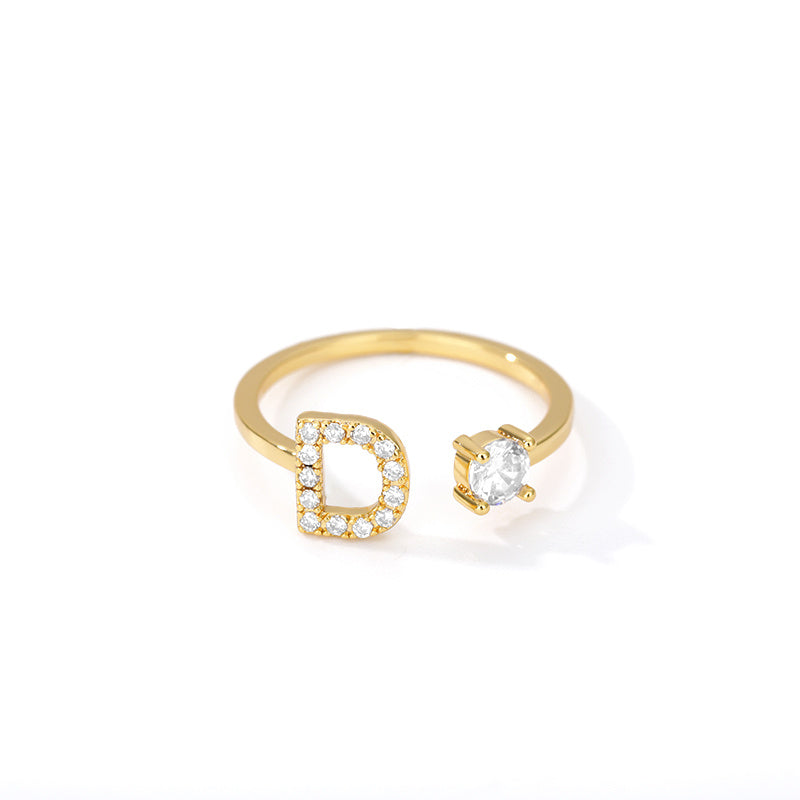 Bague Initiale A à Z en Zircon