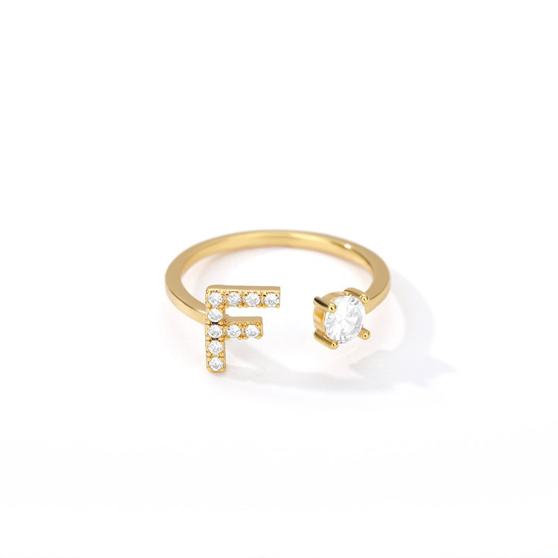 Bague Initiale A à Z en Zircon