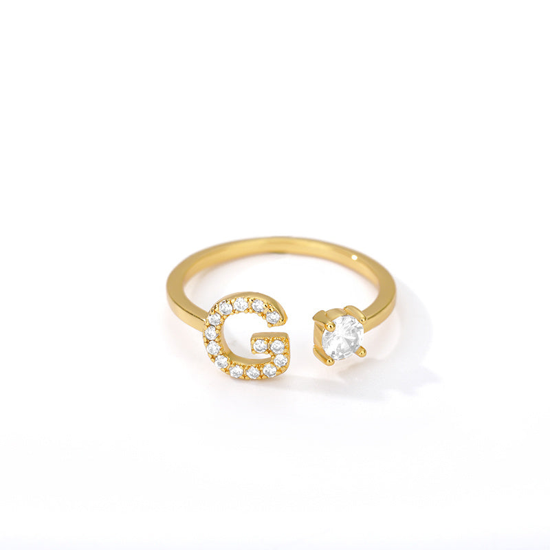 Bague Initiale A à Z en Zircon