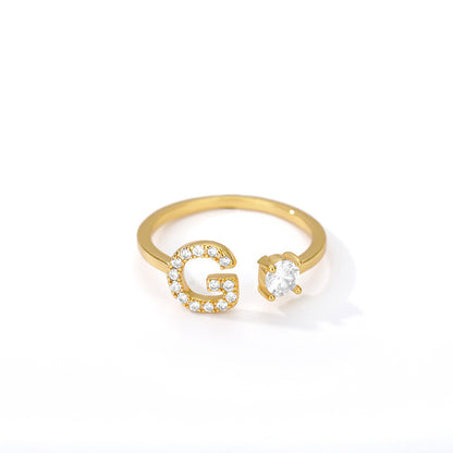 Bague Initiale A à Z en Zircon