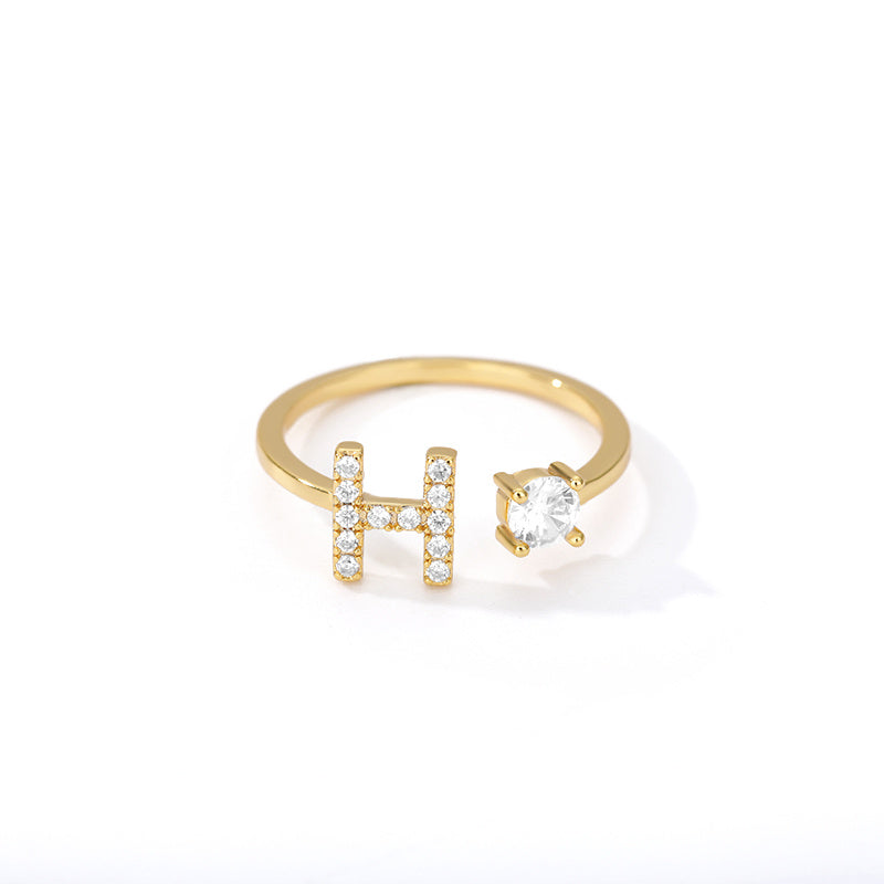 Bague Initiale A à Z en Zircon