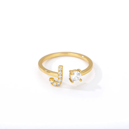 Bague Initiale A à Z en Zircon