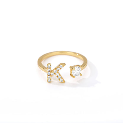 Bague Initiale A à Z en Zircon