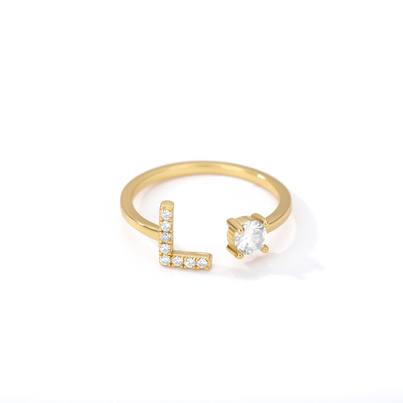 Bague Initiale A à Z en Zircon