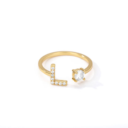Bague Initiale A à Z en Zircon