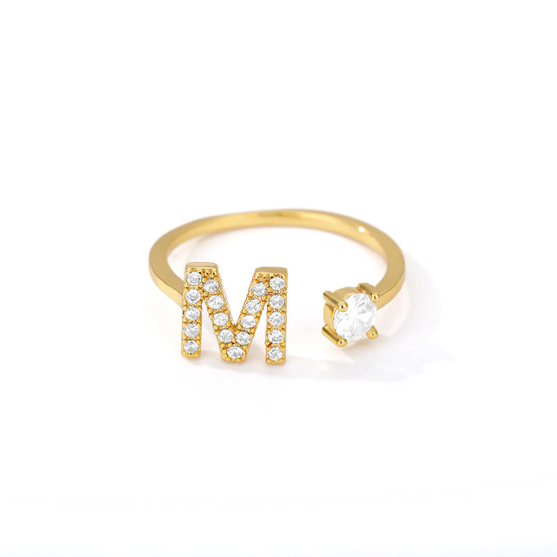Bague Initiale A à Z en Zircon