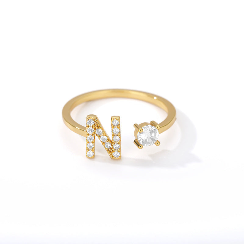 Bague Initiale A à Z en Zircon