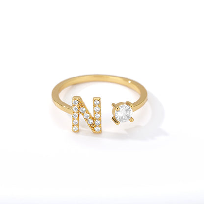Bague Initiale A à Z en Zircon