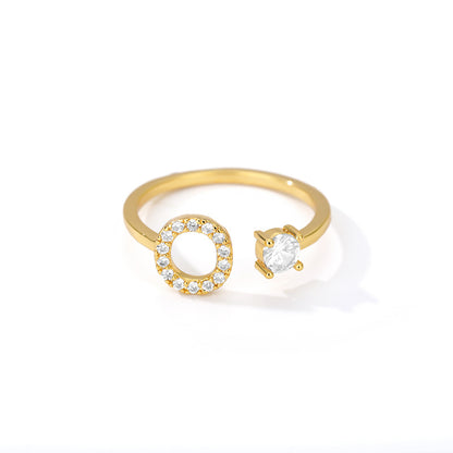 Bague Initiale A à Z en Zircon