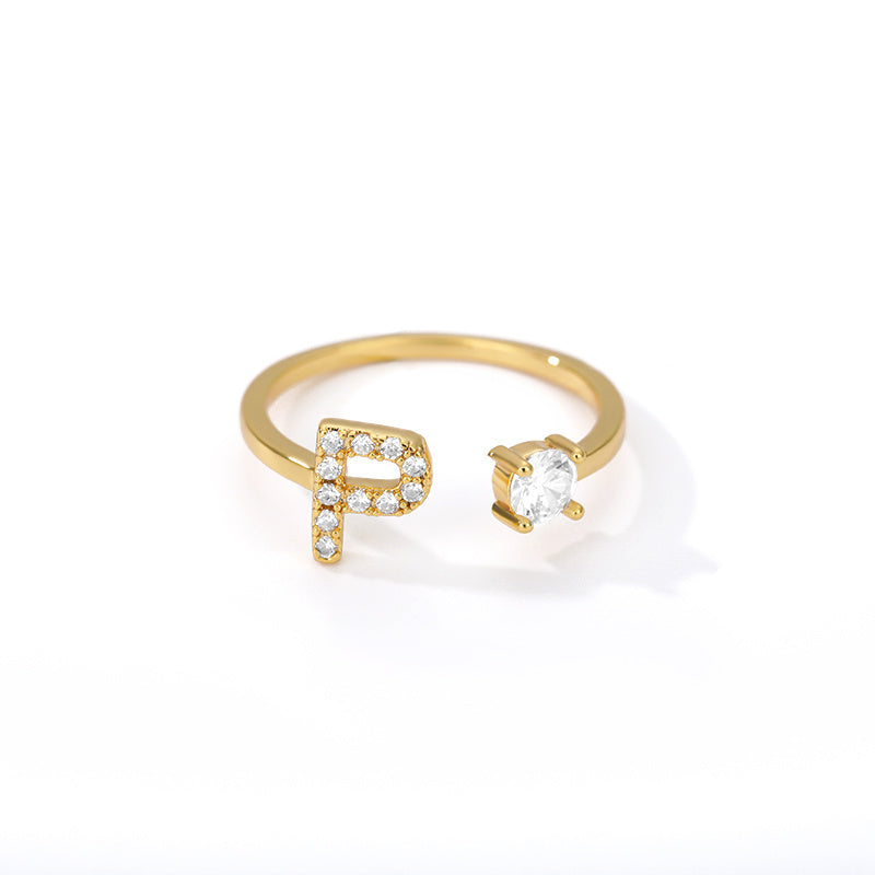 Bague Initiale A à Z en Zircon