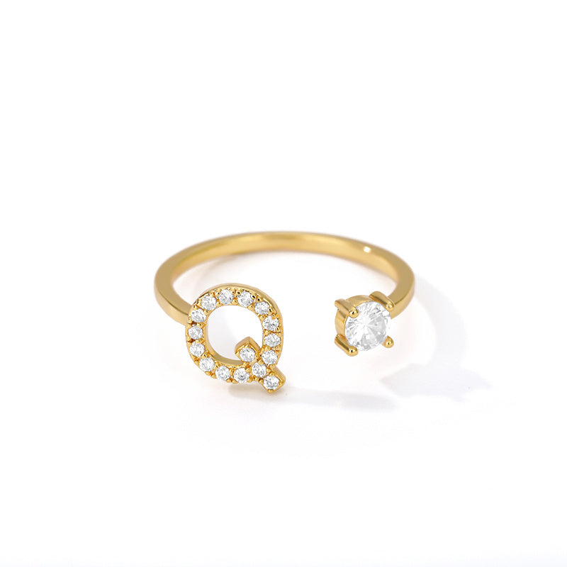 Bague Initiale A à Z en Zircon