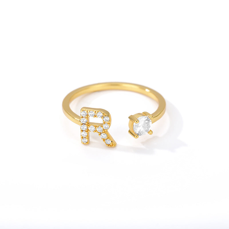 Bague Initiale A à Z en Zircon