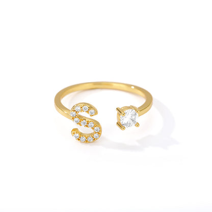 Bague Initiale A à Z en Zircon