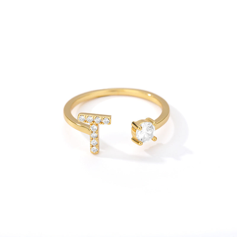 Bague Initiale A à Z en Zircon