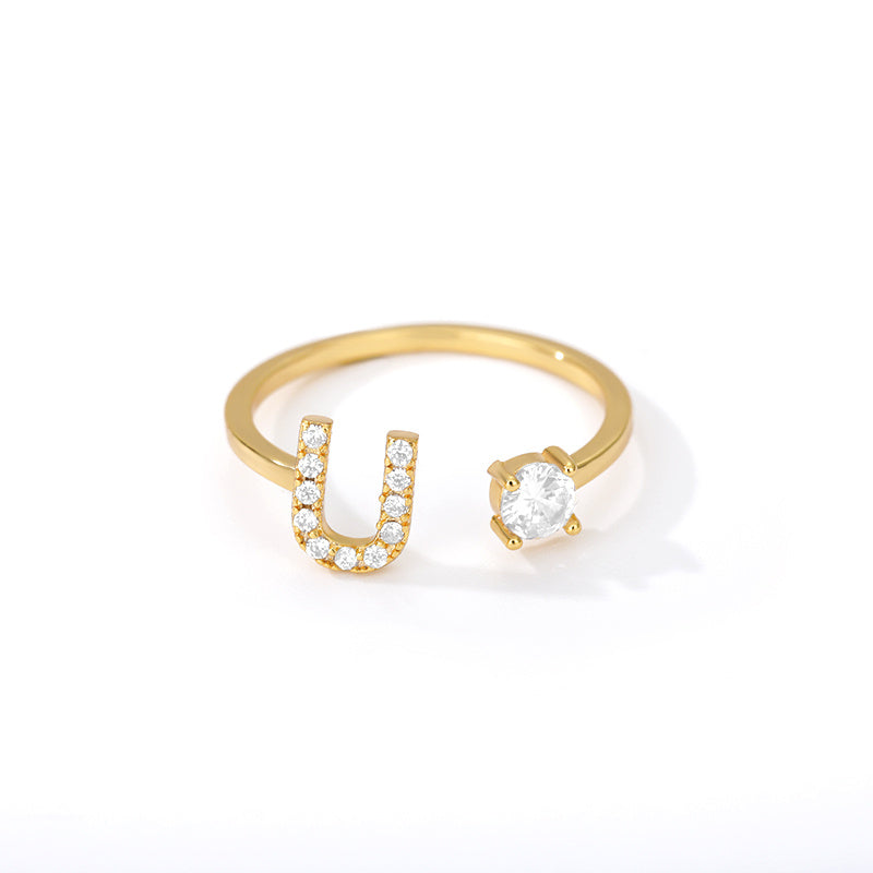 Bague Initiale A à Z en Zircon