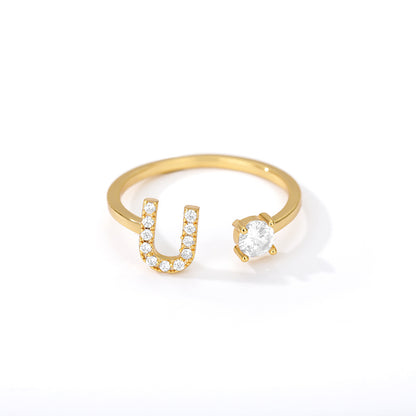 Bague Initiale A à Z en Zircon