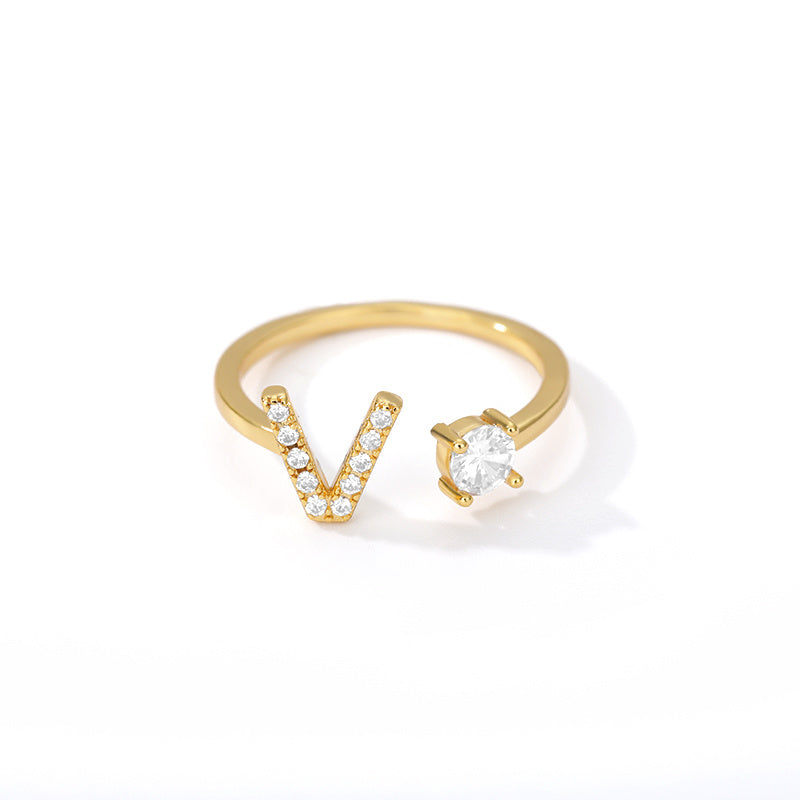Bague Initiale A à Z en Zircon