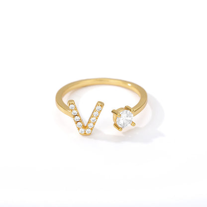Bague Initiale A à Z en Zircon
