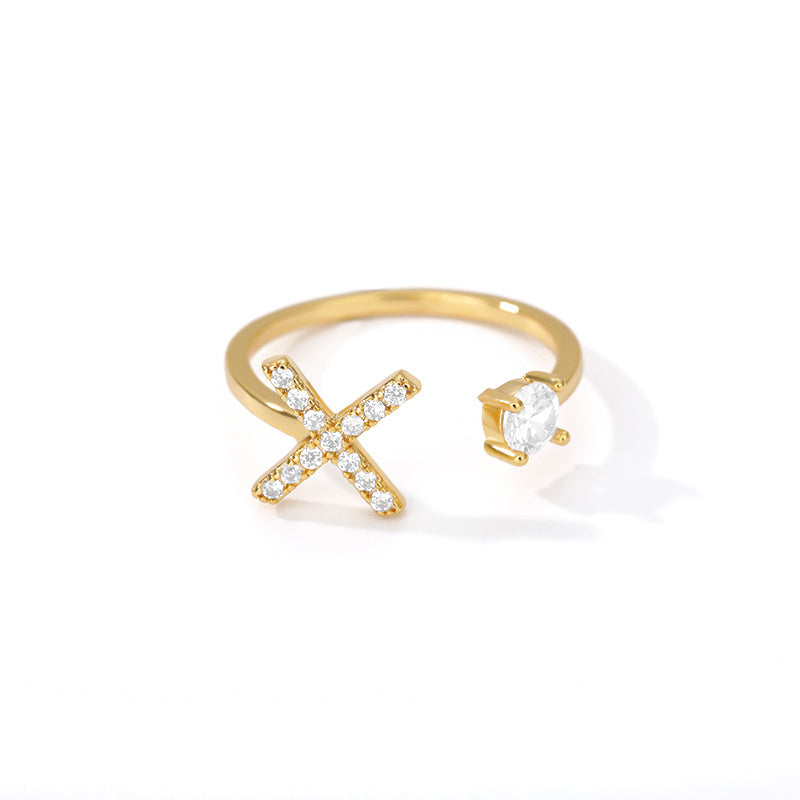 Bague Initiale A à Z en Zircon