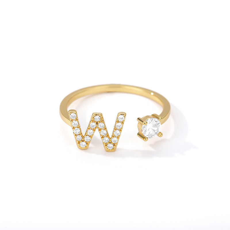 Bague Initiale A à Z en Zircon