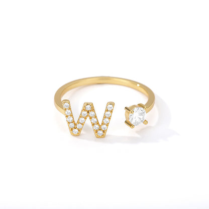 Bague Initiale A à Z en Zircon