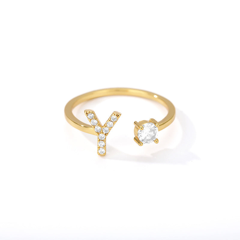 Bague Initiale A à Z en Zircon