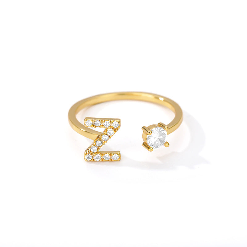 Bague Initiale A à Z en Zircon