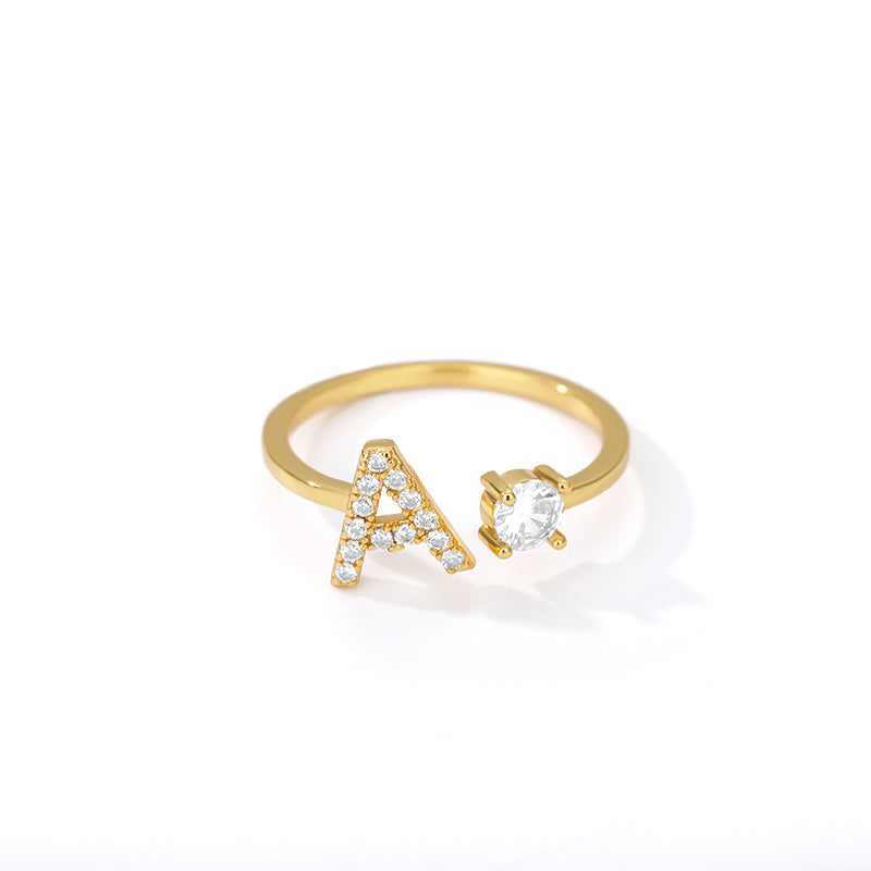 Bague Initiale A à Z en Zircon
