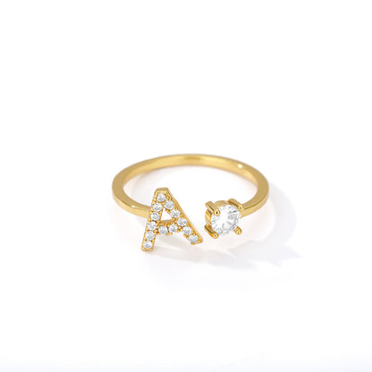 Bague Initiale A à Z en Zircon
