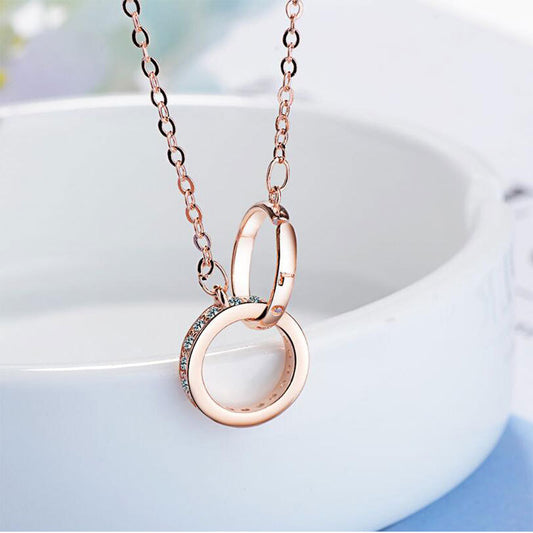 Collier Femme Double Anneaux  Zircon