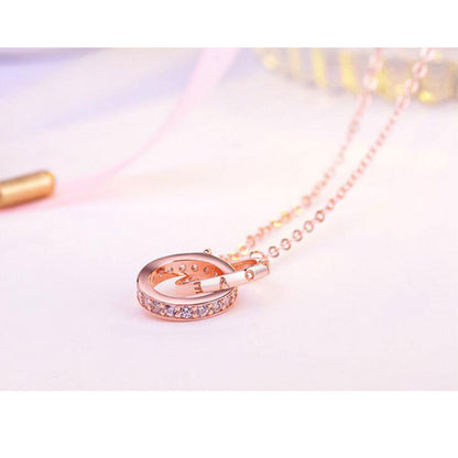 Collier Femme Double Anneaux  Zircon - StyleNova Paris