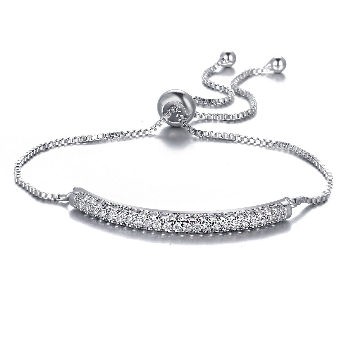 Bracelet ajustable serti de diamants avec fermoir coulissant