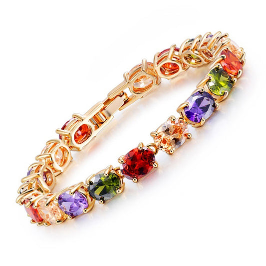 Bracelet Zircon Coloré Doré