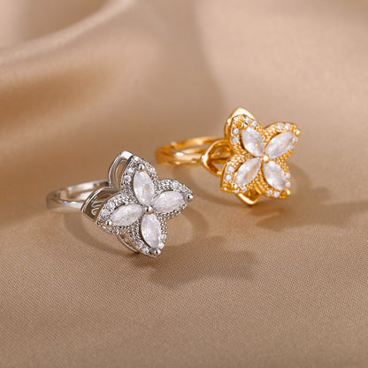 Anneaux de fleurs rotatifs avec strass - Ma boutique