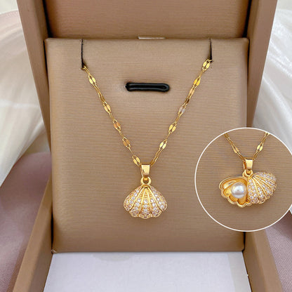 Collier perles de coquillage & strass - StyleNova Paris
